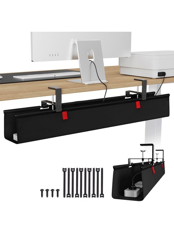 KEEGH Large 36" Under Desk Cable Management Tray - Under Desk Cord Organizer - Clamp/Screw Mount - Support Upto 70lbs - Fabric Wire Management - Gaming/PC Cable Raceways - Cord Hiders for Office/Home - Image 1