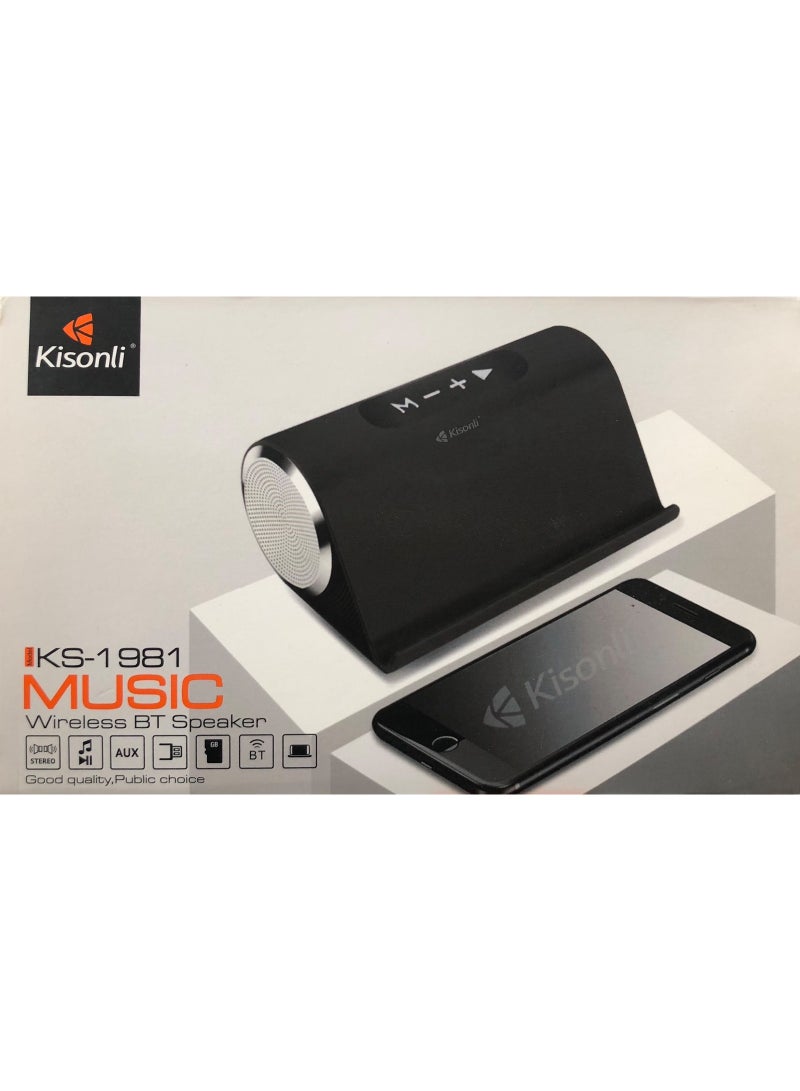 Kisonli KS-1981 Wireless Bluetooth Speaker with Stereo Sound, AUX Input, TF Card Support & Portable Design - Black - Image 1