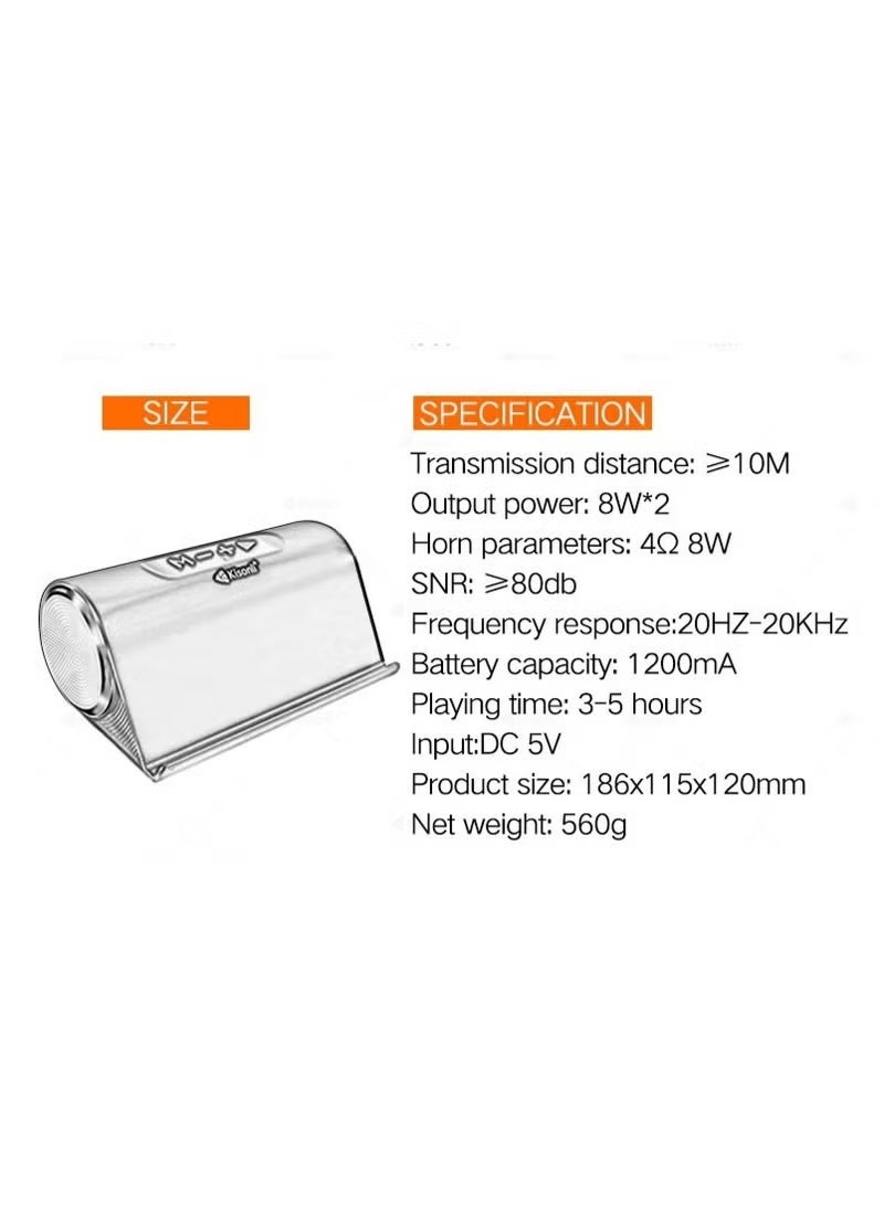 Kisonli KS-1981 Wireless Bluetooth Speaker with Stereo Sound, AUX Input, TF Card Support & Portable Design - Black - Image 4