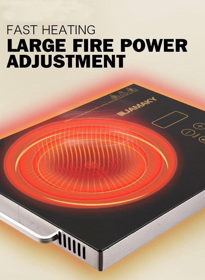 JAMAKY Portable Infrared Cooker,2800W Countertop Infrared Hot Plate with Touch Control,6 Temperature Levels Setting & Timer,Multiple Preset Functions,Overheat Protection,Compatible with All Cookware,JMK7004 - Image 5