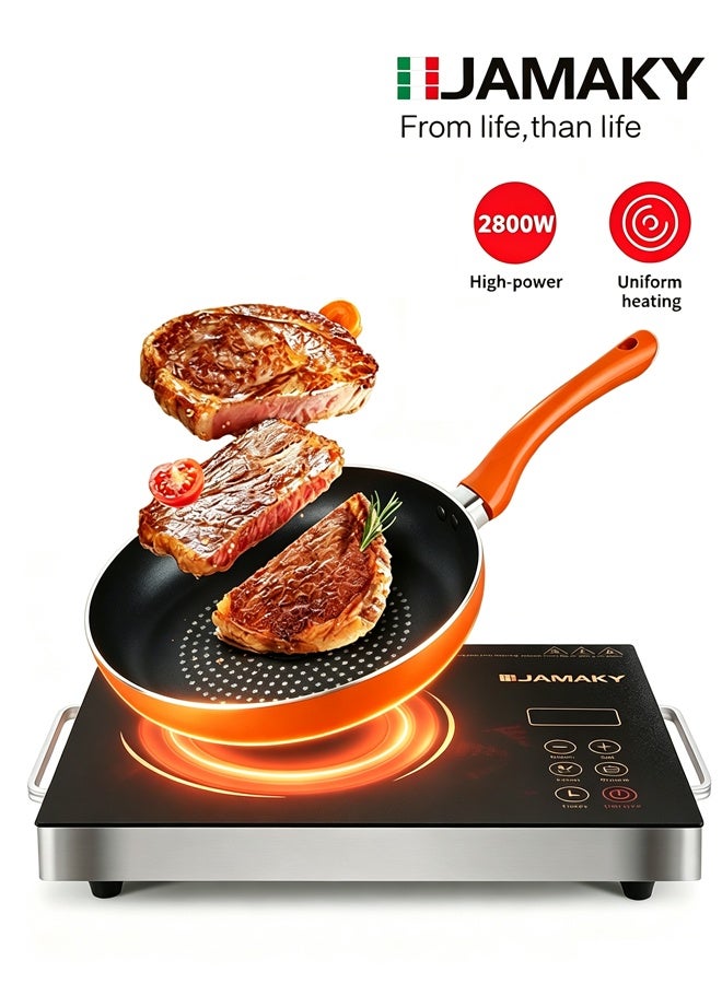JAMAKY 2800W Portable Infrared Cooker, 220V Countertop Hot Plate, Zero Radiation, 6 Temperature Levels, Timer & Multi Preset Cooking Functions, Overheat Protection, Compatible with All Cookware with Handles, JMK7004 - Image 1