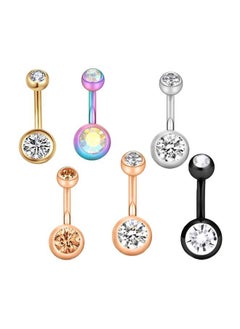 6-Piece Stainless Steel Belly Button Rings Set