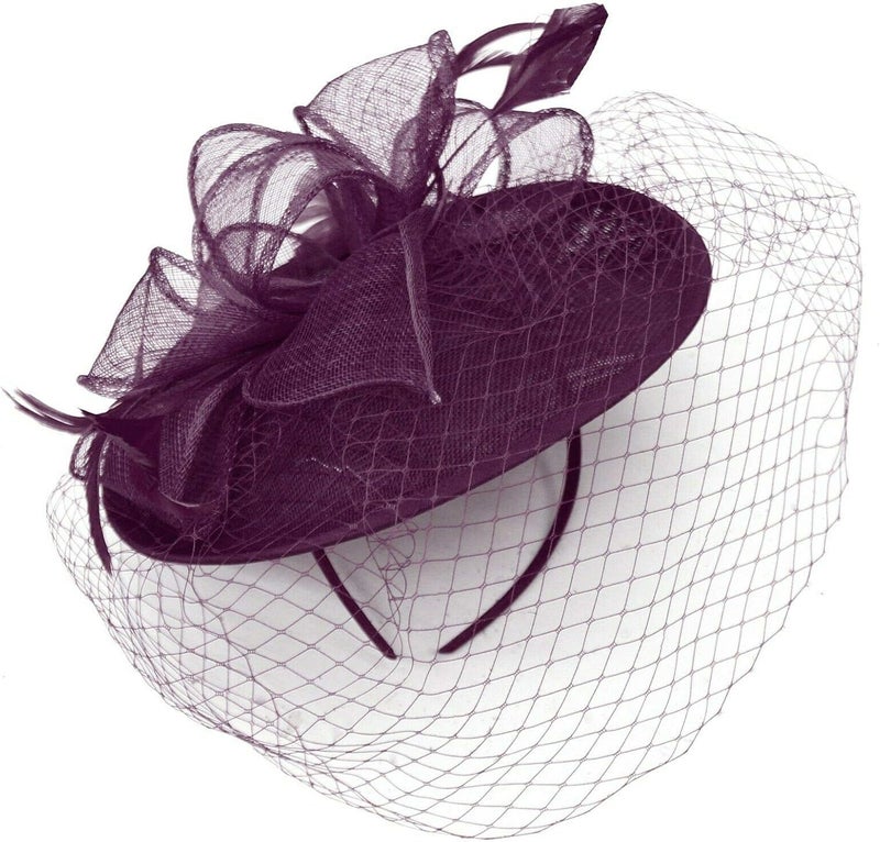 Caprilite Saucer Sinamay Headband Fascinator Wedding Ascot Hat Hatinator Birdcage Veil - Image 2