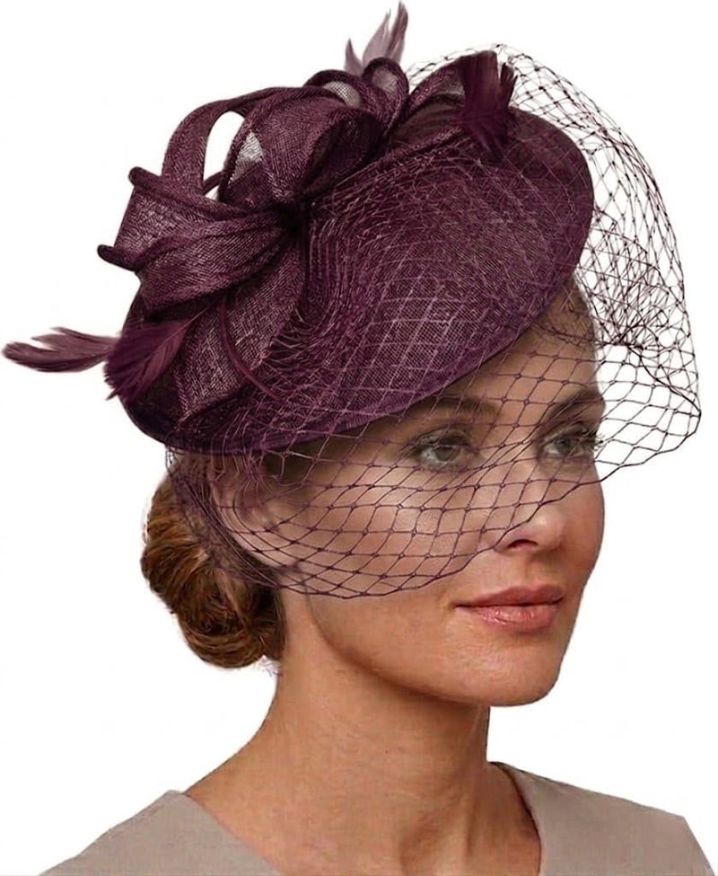 Caprilite Saucer Sinamay Headband Fascinator Wedding Ascot Hat Hatinator Birdcage Veil - Image 1