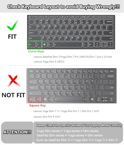 CASEDAO Keyboard Cover for Lenovo Yoga 7i 5i 2-in-1 14"/Flex 5 14" 2-in-1 Laptop/Flex 5 14"/ Idepad S540 14/ThinkBook 14 Gen 2,Keyboard Protector Skin for Lenovo Ideapad 5 14"-Black - Image 2