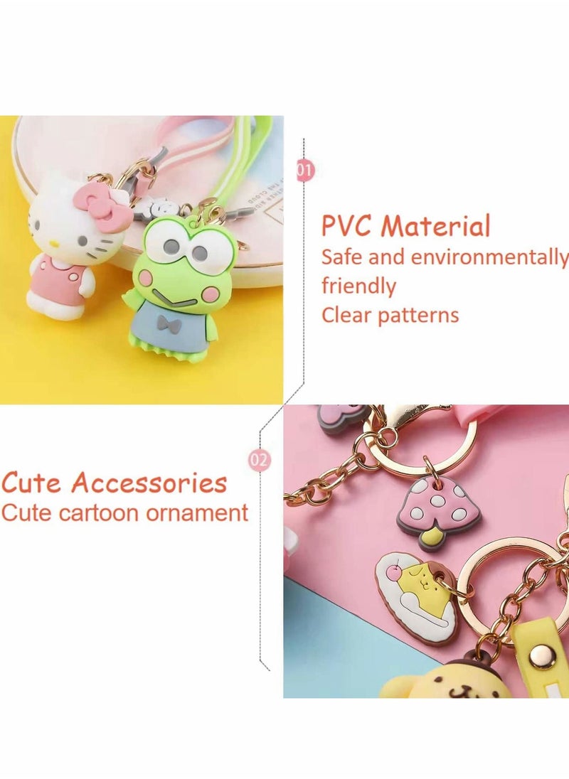 Excefore Anime Keychain 7Pcs Cute Kawaii Accessories Adorable Keyring Key Purse Handbag Car Charms  - Image 3