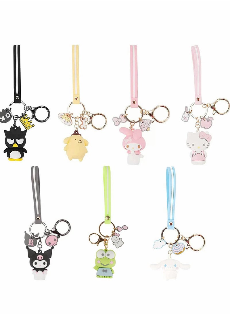 Excefore Anime Keychain 7Pcs Cute Kawaii Accessories Adorable Keyring Key Purse Handbag Car Charms  - Image 1
