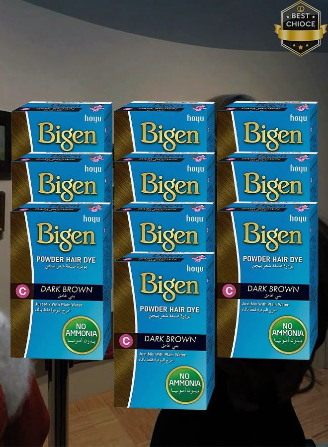بايجن 10 قطع بودرة صبغ الشعر باللون البني الداكن مع الماء العادي بدون أمونيا 6 جرام - Image 1