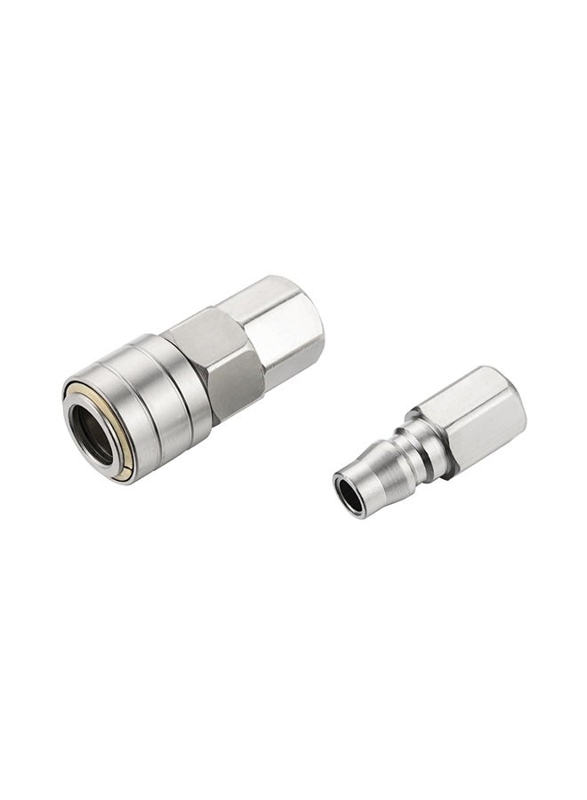 LAWAZIM Pro7 Air Hose Fitting Set - 2 Piece 1/4inch 20SF x 20PF Female Threaded Quick Connect Coupler and Female Threaded Plug, Air Compressor and Pneumatic Tool Accessories - Image 1