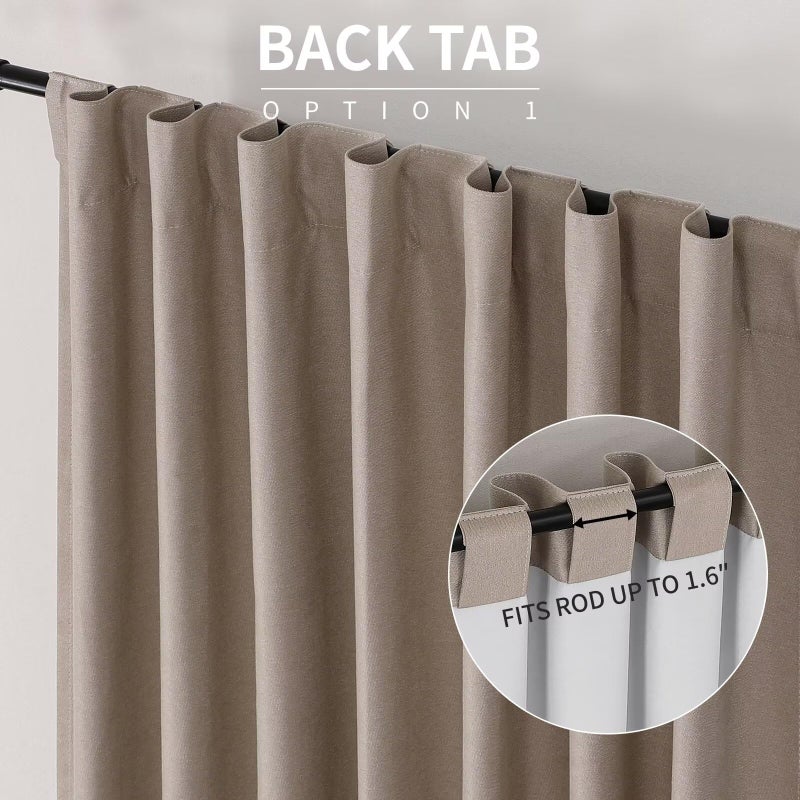Joydeco Linen Blackout Curtains for Bedroom 72 Inches Long Back Tab/Rod Pocket Heavy Duty Living Room Drapes Thermal Insulated Noise Reduce Cancelling Curtains 2 Panels W52 x L72 Linen - Image 5