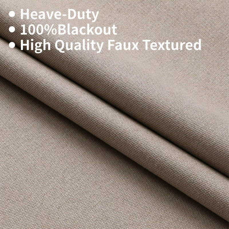 Joydeco Linen Blackout Curtains for Bedroom 72 Inches Long Back Tab/Rod Pocket Heavy Duty Living Room Drapes Thermal Insulated Noise Reduce Cancelling Curtains 2 Panels W52 x L72 Linen - Image 3