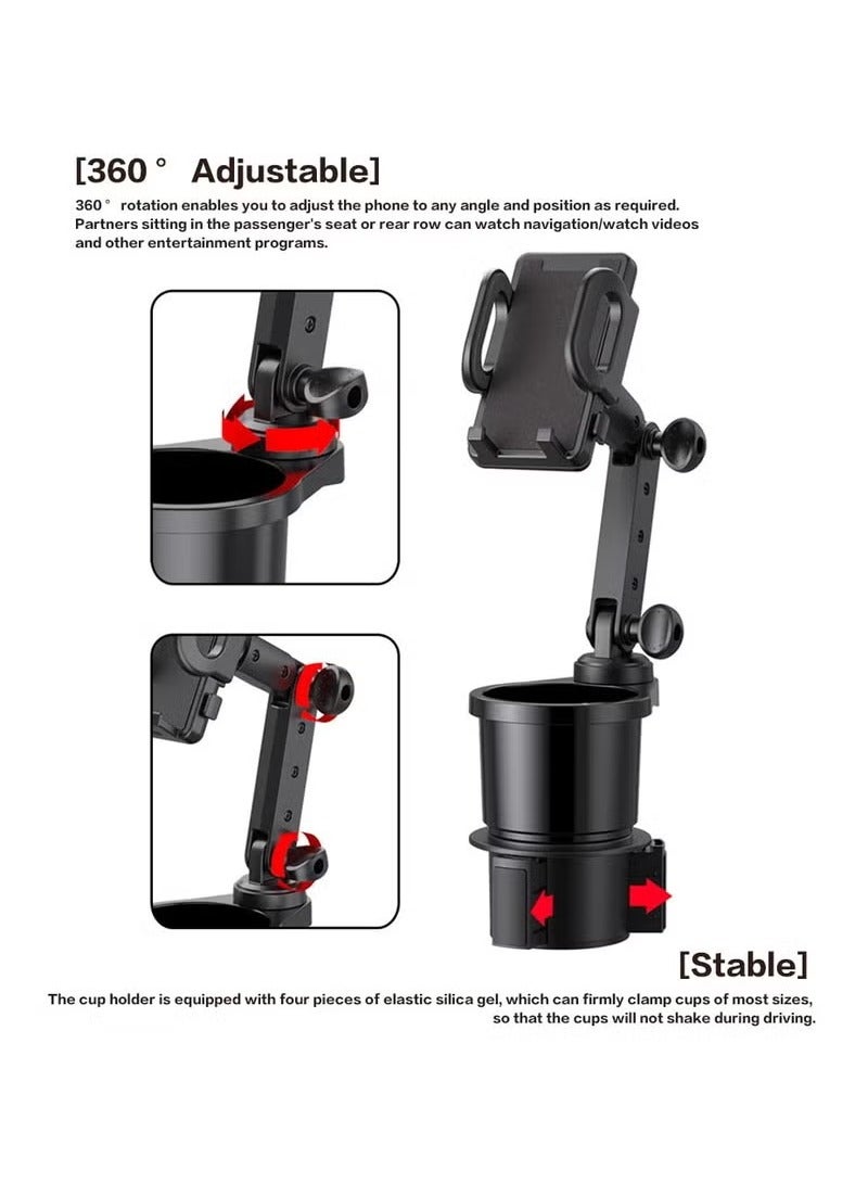 URBBKING Car Cup Holder Phone Mount,Universal Auto Cell Phone Stand with Drink Expand Cup Holder,2 in 1 Multifunctional Car Cup Holder Expander with 360° Rotation Phone Mount  - Image 4