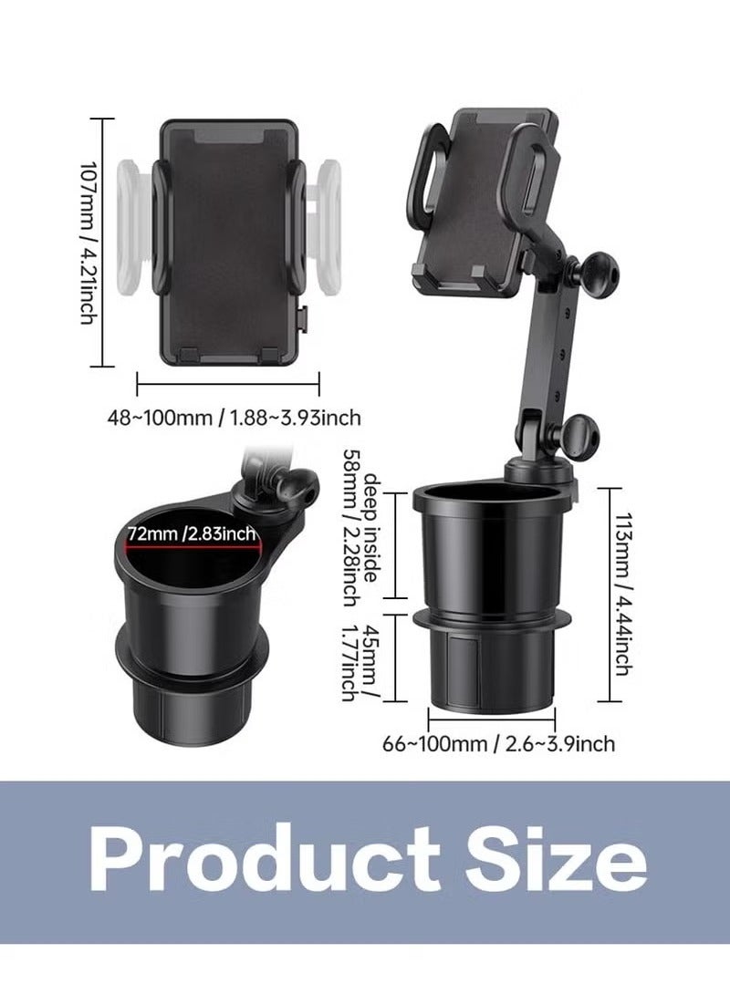 URBBKING Car Cup Holder Phone Mount,Universal Auto Cell Phone Stand with Drink Expand Cup Holder,2 in 1 Multifunctional Car Cup Holder Expander with 360° Rotation Phone Mount  - Image 5