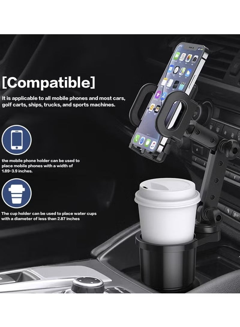 URBBKING Car Cup Holder Phone Mount,Universal Auto Cell Phone Stand with Drink Expand Cup Holder,2 in 1 Multifunctional Car Cup Holder Expander with 360° Rotation Phone Mount  - Image 2