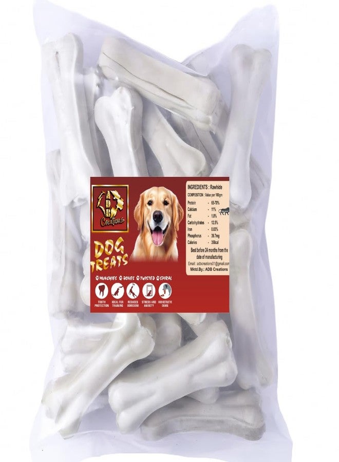 ADB CREATIONS Rawhide Bones for Dogs and Puppies Chicken Flavour Delicious Treats 4 Inch Calcium Chew Bone All Life Stages/Helps in Strengthen Bones and Teeth with Nutritional Benefits (2 Kg) - Image 1