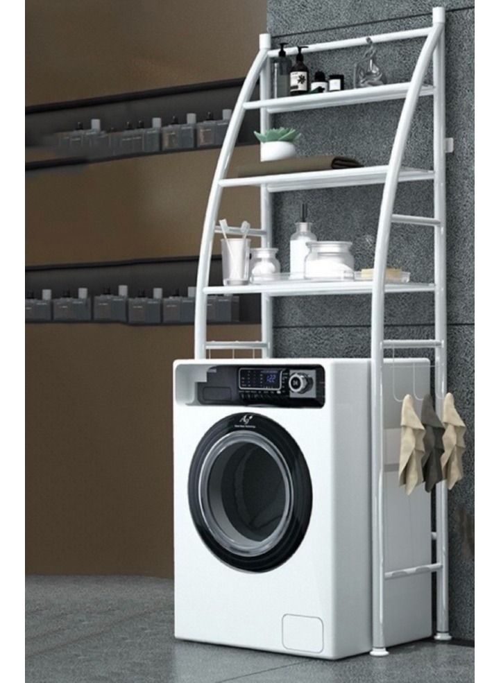 ALMUFARREJ 3 Tier Bathroom Laundry Washing Machine Shelf Rack White - Image 2