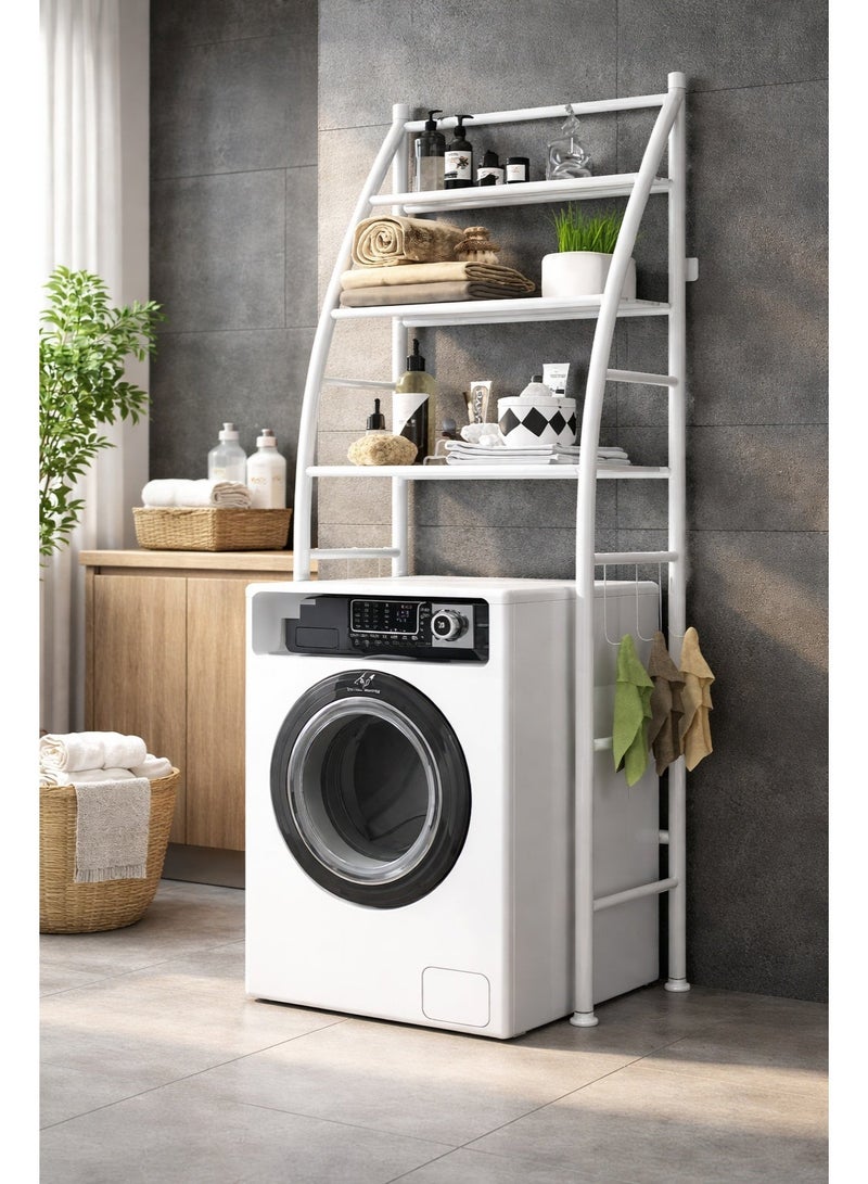 ALMUFARREJ 3 Tier Bathroom Laundry Washing Machine Shelf Rack White - Image 1