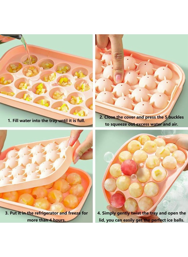 IDVVSSX Silicone Ice Molds Fun Shapes Set, Heart Rose Ice Cube Mold, Small Round Ice Cube Tray, Makes 22 Sphere & 3 Heart 3 Rose Shape Ice Balls for Chilling Whiskey Cocktails, 2 Ice Trays with Bin Scoop Tong - Image 5