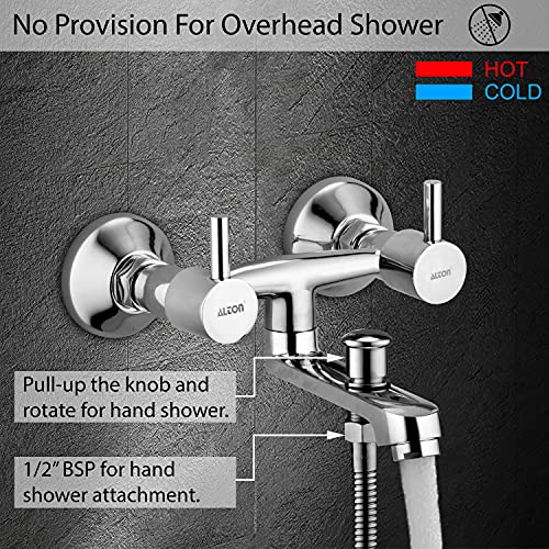 ALTON GRCL3940 Brass, Wall Mixer With Button Attachment Spout for Hand Shower, Chrome Finish - Image 3