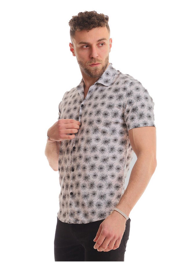 WHITE RABBIT - White Rabbit Fireworks Short Sleeves Buttoned Shirt For Men,White,2XL - Image 1