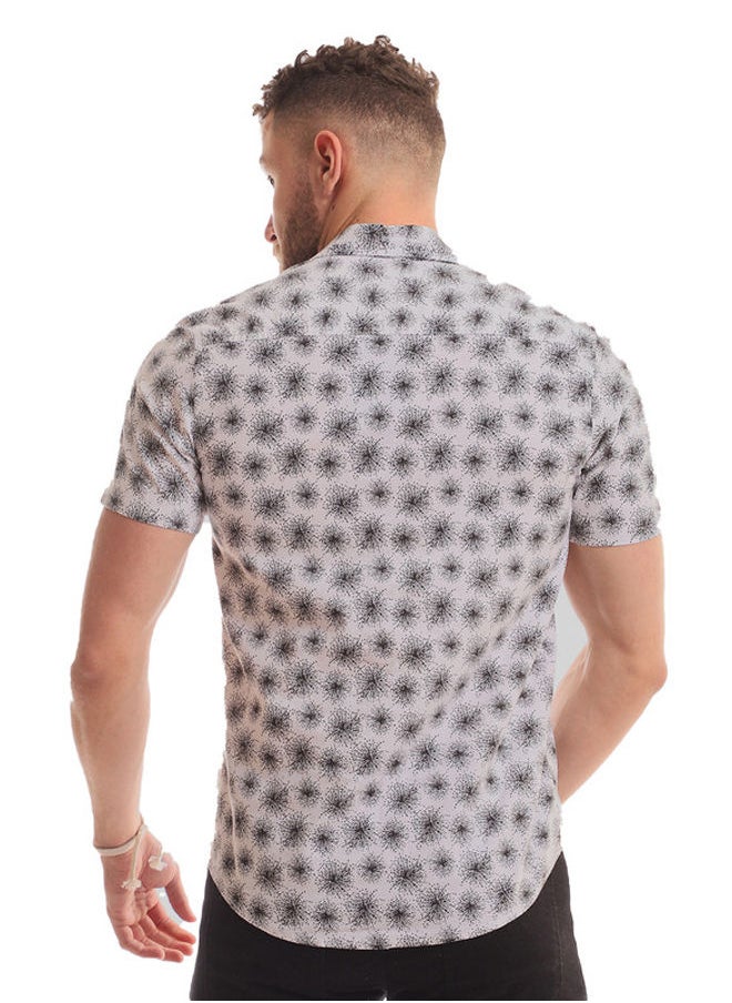 WHITE RABBIT - White Rabbit Fireworks Short Sleeves Buttoned Shirt For Men,White,2XL - Image 1