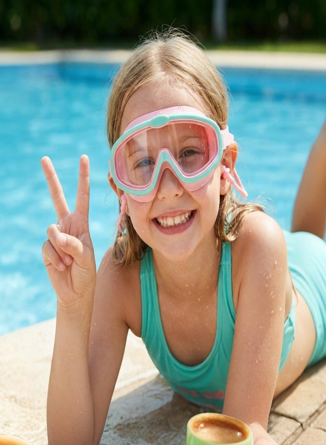 Ishua 2 Packs Kids Swim Goggles for 5-14, Swimming Goggles with Earplugs Wide Vision For Boys Girls Youth Toddler (2, Blue pink & Pink green) - Image 4