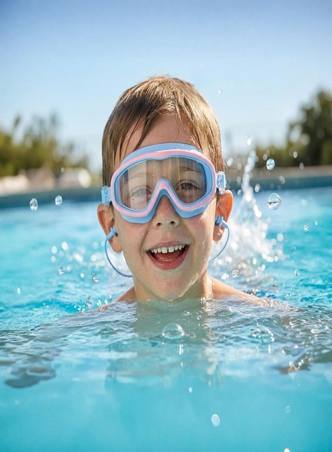 Ishua 2 Packs Kids Swim Goggles for 5-14, Swimming Goggles with Earplugs Wide Vision For Boys Girls Youth Toddler (2, Blue pink & Pink green) - Image 5