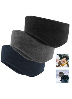 Ear Warmers Headband, Fleece Earmuffs Running Headband Winter Ear Covers Moisture Wicking Ski Sport Headband For Men & Women (Blue, 19.2 Inches, One Size, Cycling)