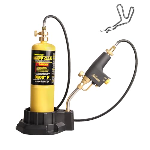 DOMINOX Propane Torch Head with 5FT Hose Base and Cylinder Clip Torch Head Trigger Start Gas Torch for Propane and Mapp MAPP Gas Torch Kit for Soldering Welding Cooking Not Included Gas Tank - Image 1