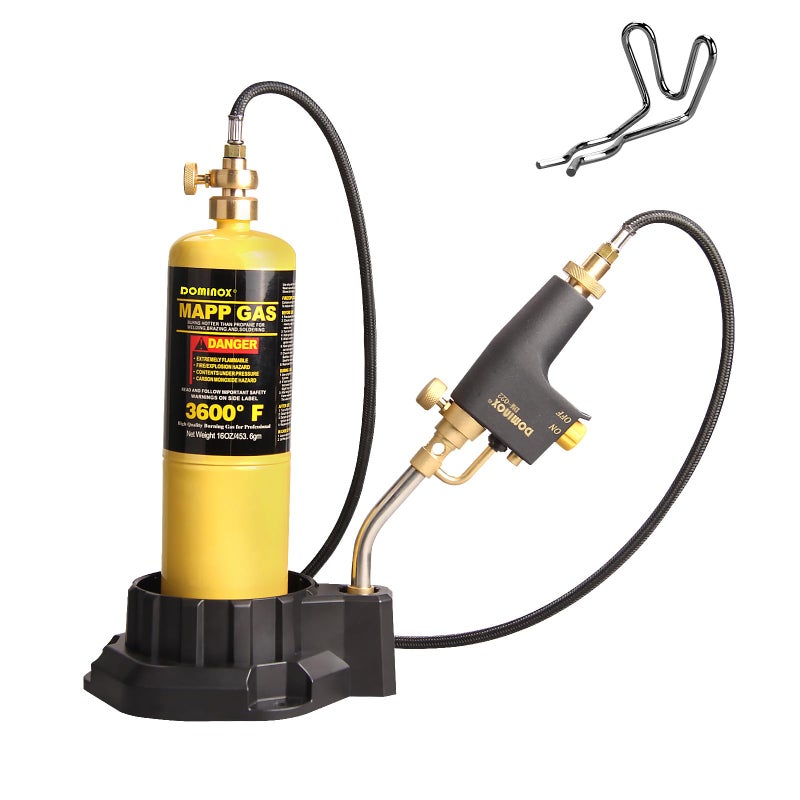 DOMINOX Propane Torch Head with 5FT Hose Base and Cylinder Clip Torch Head Trigger Start Gas Torch for Propane and Mapp MAPP Gas Torch Kit for Soldering Welding Cooking Not Included Gas Tank - Image 2