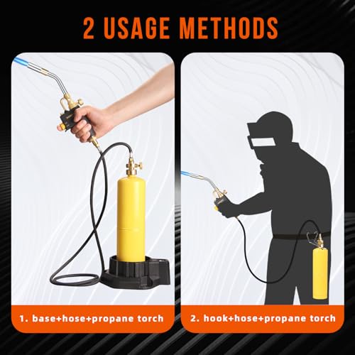 DOMINOX Propane Torch Head with 5FT Hose Base and Cylinder Clip Torch Head Trigger Start Gas Torch for Propane and Mapp MAPP Gas Torch Kit for Soldering Welding Cooking Not Included Gas Tank - Image 3