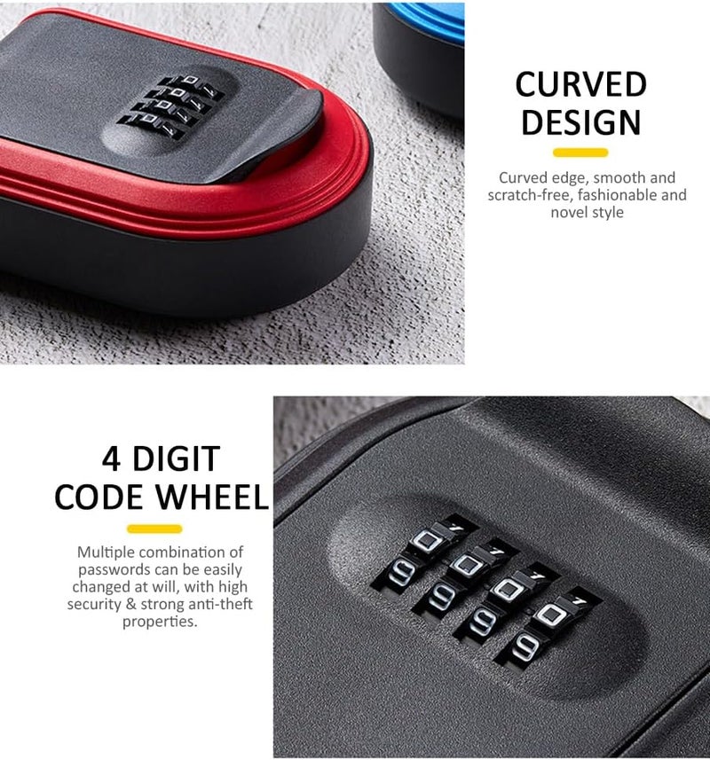 Rubik Key Storage Safe Box, Wall Mounted 4 Digits Combination Lock Box for Outdoor and Indoor Home Hotel Office (Black) - Image 5