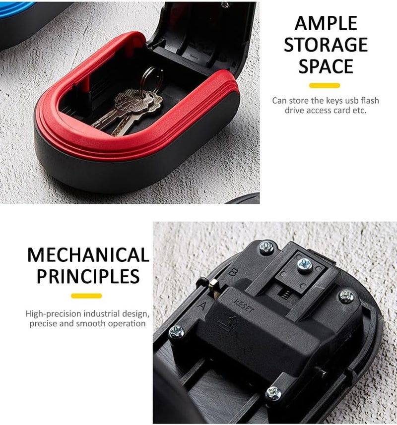 Rubik Key Storage Safe Box, Wall Mounted 4 Digits Combination Lock Box for Outdoor and Indoor Home Hotel Office (Black) - Image 4