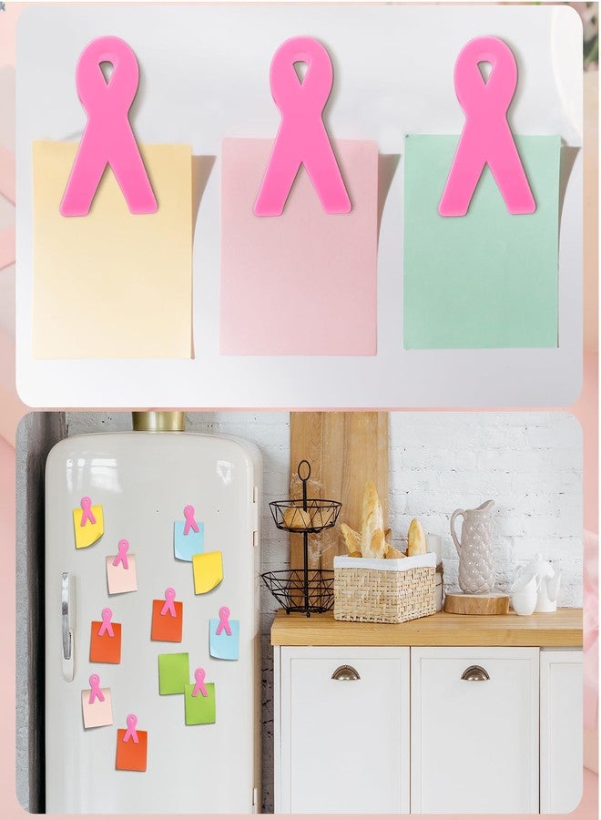 Flutesan 12 Pcs Pink Ribbon Magnet Clips Breast Cancer Awareness Accessories Decorations 2.76 x 2.56 x 1.06 Inches for Breast Love Day Themed Activities for Fridge Car Truck SUV Any Magnetic Surface - Image 5