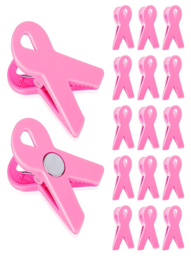 Flutesan 12 Pcs Pink Ribbon Magnet Clips Breast Cancer Awareness Accessories Decorations 2.76 x 2.56 x 1.06 Inches for Breast Love Day Themed Activities for Fridge Car Truck SUV Any Magnetic Surface - Image 1