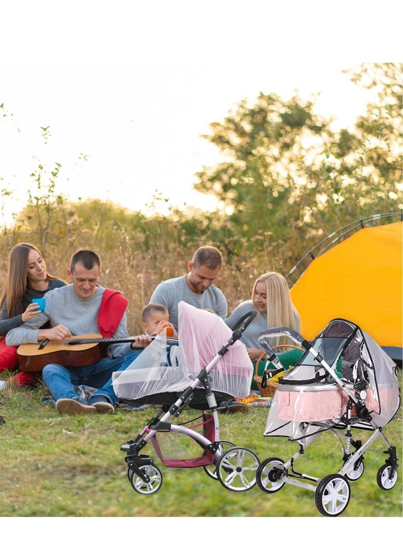 XiuWoo - 2-Piece Stroller Rain Cover and Baby Stroller Mosquito Net Universal Stroller Accessory Waterproof Windproof Baby Travel Weather Shield - Image 1