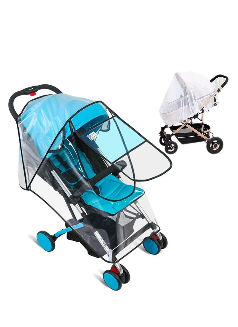 XiuWoo - 2-Piece Stroller Rain Cover and Baby Stroller Mosquito Net Universal Stroller Accessory Waterproof Windproof Baby Travel Weather Shield - Image 1