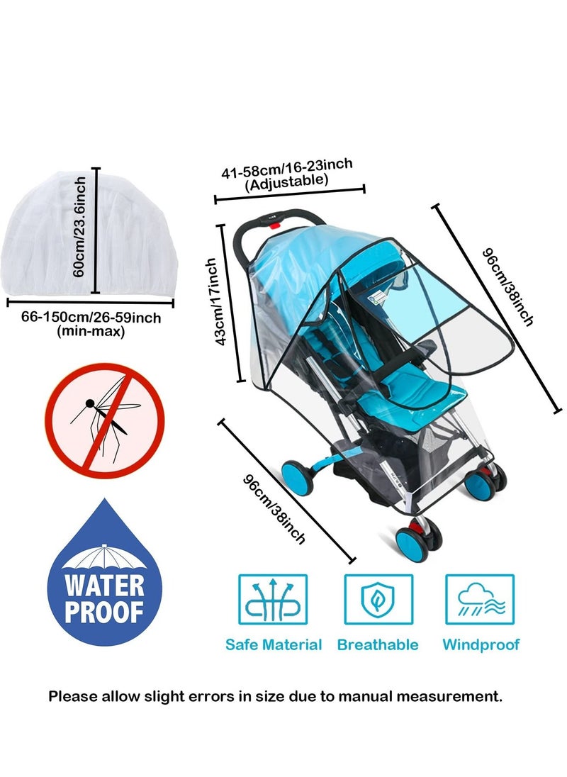 XiuWoo - 2-Piece Stroller Rain Cover and Baby Stroller Mosquito Net Universal Stroller Accessory Waterproof Windproof Baby Travel Weather Shield - Image 1