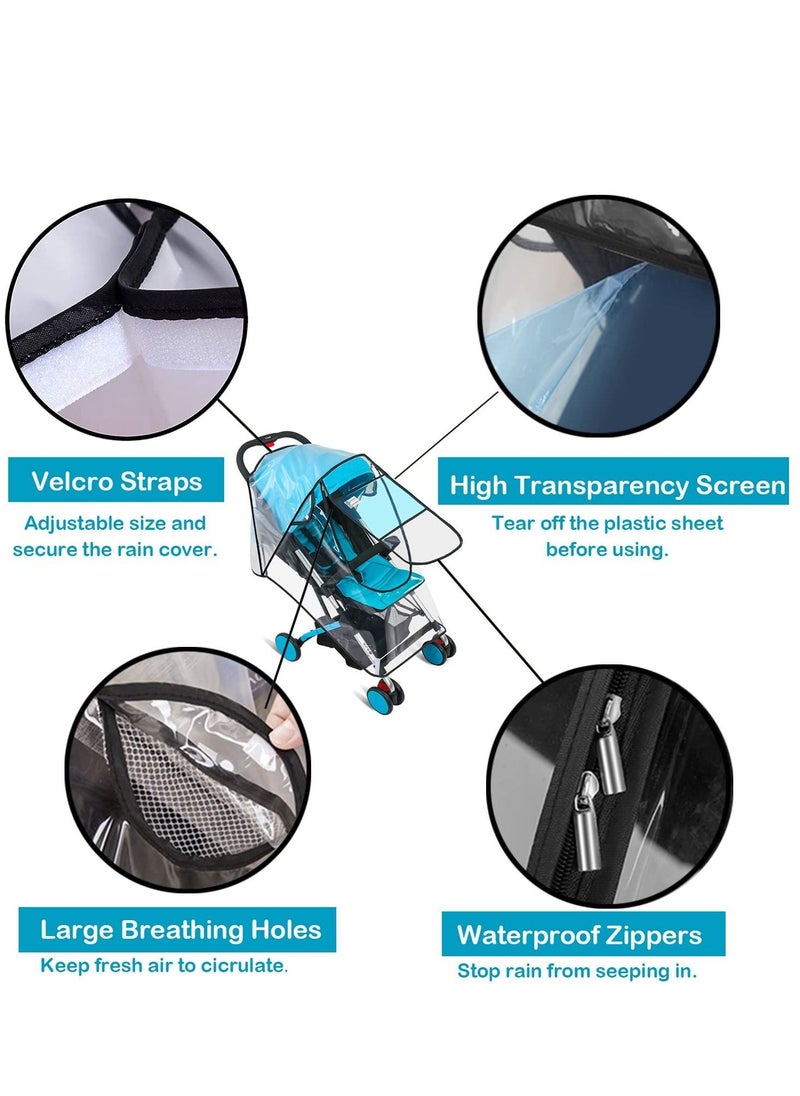 XiuWoo - 2-Piece Stroller Rain Cover and Baby Stroller Mosquito Net Universal Stroller Accessory Waterproof Windproof Baby Travel Weather Shield - Image 1