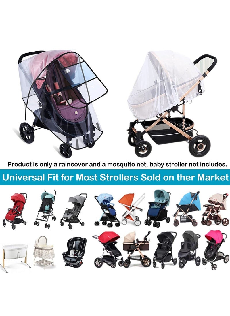 XiuWoo - 2-Piece Stroller Rain Cover and Baby Stroller Mosquito Net Universal Stroller Accessory Waterproof Windproof Baby Travel Weather Shield - Image 1