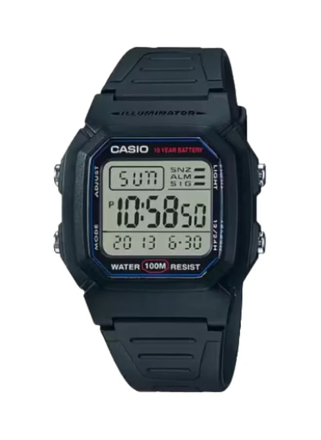 كاسيو Men's Digital Display Watch With Black Resin Strap - W-800H-1A