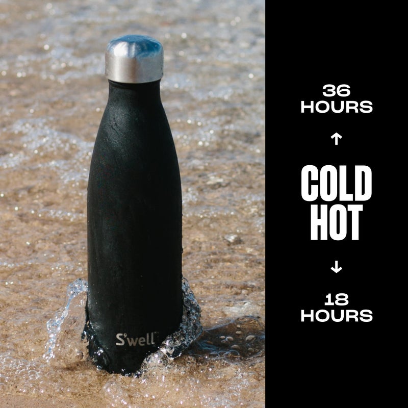 S'well زجاجة مياه س'ويل من الفولاذ المقاوم للصدأ، 17 أونصة، أونيكس، حاويات معزولة ثلاثية الطبقات تحافظ على المشروبات باردة لمدة 36 ساعة وساخنة لمدة 18، خالية من BPA، مثالية أثناء التنقل - Image 3