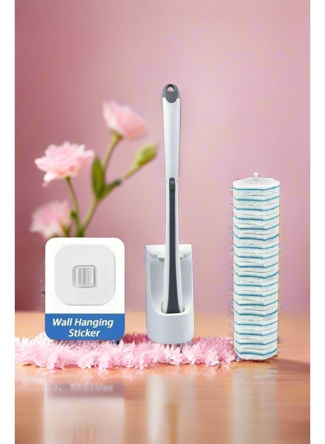 Disposable Toilet Brush Set with 40Refills, Wall-Mounted Bathroom Cleaning Brush, Hygienic No-Touch Toilet Scrubber Kit - Image 4