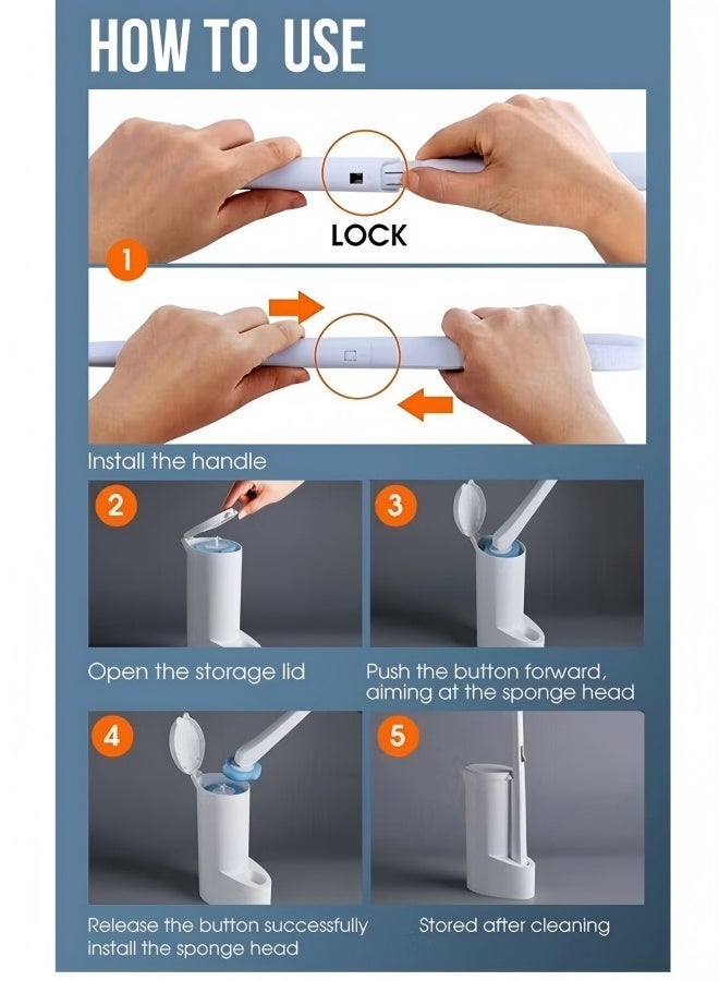 Disposable Toilet Brush Set with 40Refills, Wall-Mounted Bathroom Cleaning Brush, Hygienic No-Touch Toilet Scrubber Kit - Image 3
