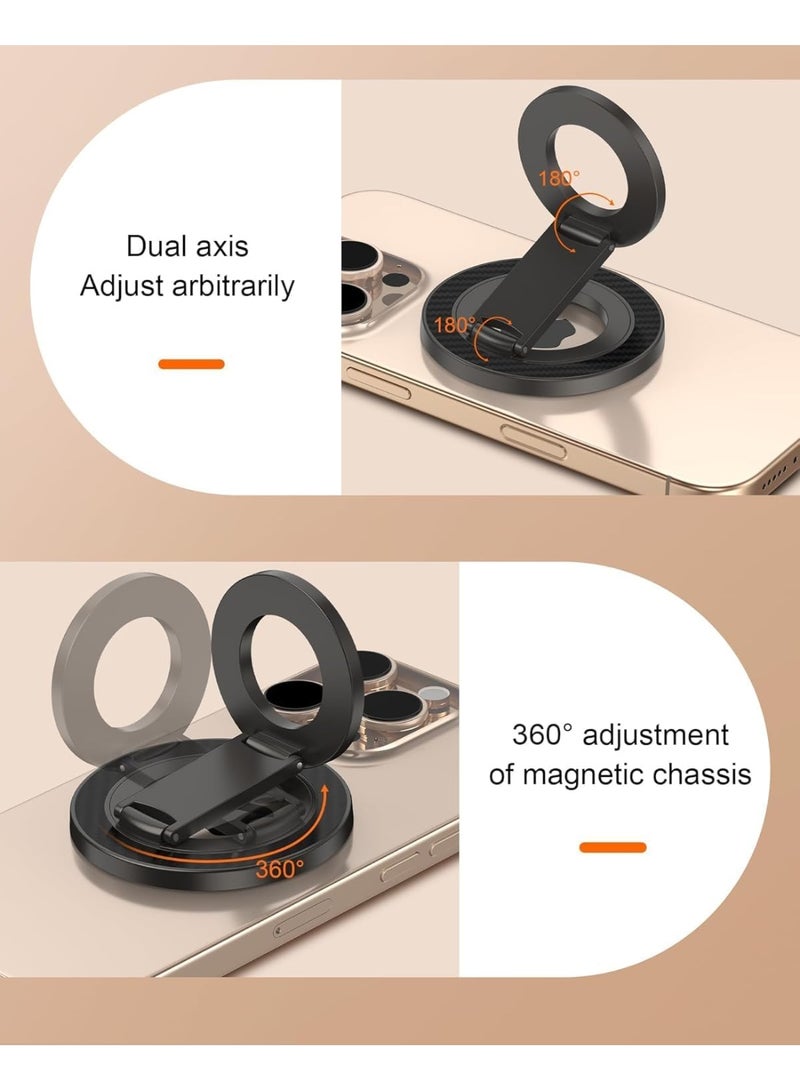 حامل هاتف مغناطيسي Magsafe Ring من AASHZ، حامل هاتف معدني ثنائي الاتجاه، مقاوم للاهتزاز، فائق الثبات، مغناطيسي، مناسب لأجهزة iPhone 17/16/Pro Max وS26/25/24 Ultra، أسود - Image 4