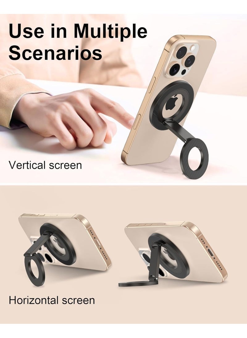 حامل هاتف مغناطيسي Magsafe Ring من AASHZ، حامل هاتف معدني ثنائي الاتجاه، مقاوم للاهتزاز، فائق الثبات، مغناطيسي، مناسب لأجهزة iPhone 17/16/Pro Max وS26/25/24 Ultra، أسود - Image 2