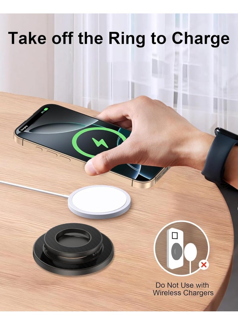 حامل هاتف مغناطيسي Magsafe Ring من AASHZ، حامل هاتف معدني ثنائي الاتجاه، مقاوم للاهتزاز، فائق الثبات، مغناطيسي، مناسب لأجهزة iPhone 17/16/Pro Max وS26/25/24 Ultra، أسود - Image 5