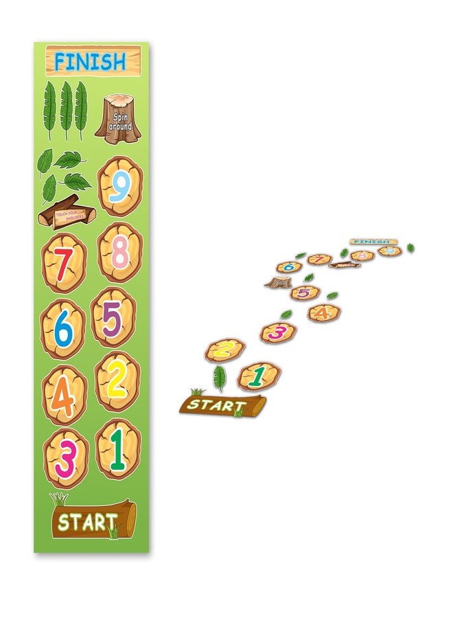 TracyArt Sensory Path Decals, Floor Stickers, Hopscotch Classroom Decor - Wood Log Numbers Floor Decals for Boosting Gross Motor Skills - Image 1