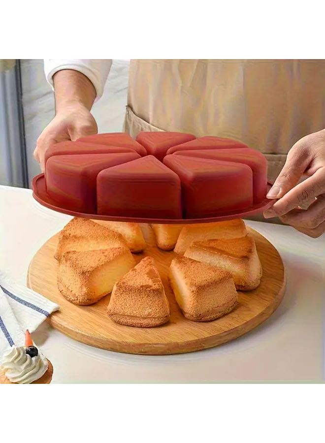 Pink 8 Hole Silicone Triangular Cake Mold Non Stick Easy Clean Baking Pan - Image 5