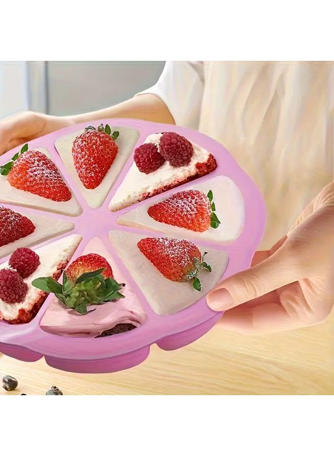 Pink 8 Hole Silicone Triangular Cake Mold Non Stick Easy Clean Baking Pan - Image 1